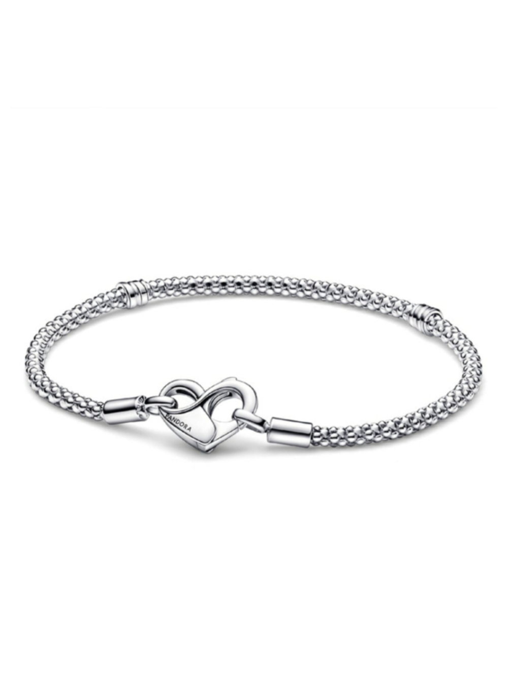 Women's Pandora Silver Beaded Heart Clasp Bracelet Size 6.25 NWOT